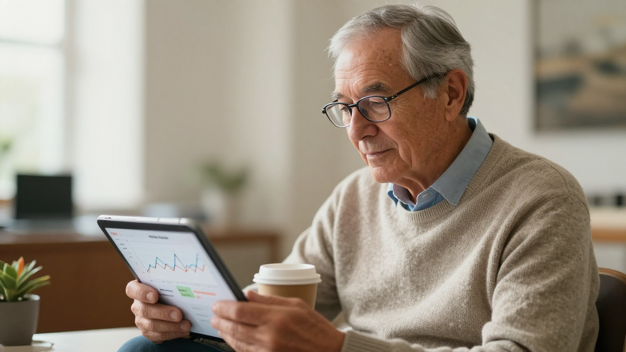 Pastor thoughtfully reviewing attendance analytics on an iPad